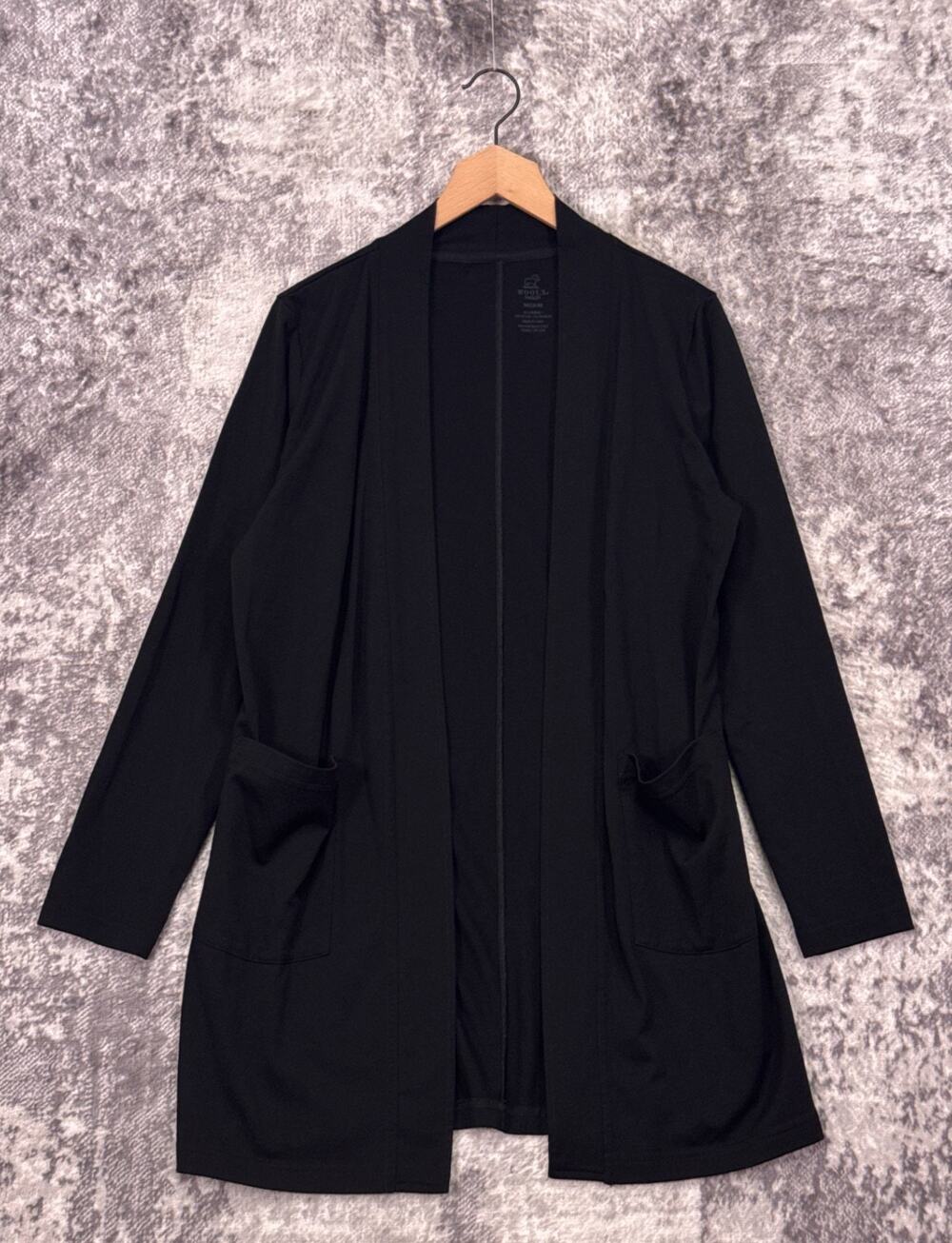 Woolx Paisley Cardigan Medium Womens Black All Season Merino Wool Sweater